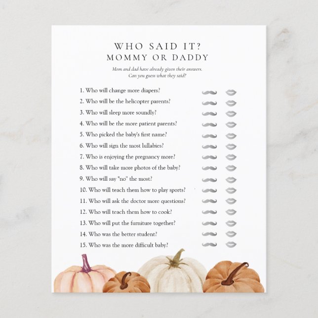 Lámina Quién lo dijo mami o papi zapkin Baby Shower (Anverso)