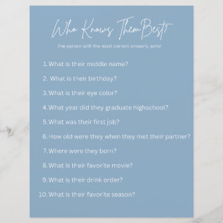 Lámina ¿Quién Los Conoce Mejor? Juego fiesta