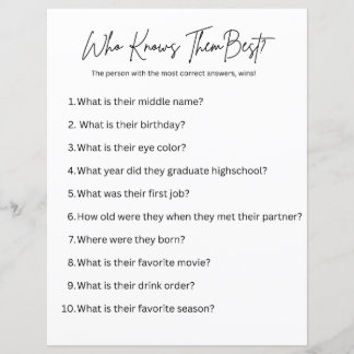 Lámina ¿Quién los conoce mejor? Juego fiesta