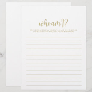 Lámina Quién soy yo Minimalista juego de ducha de novias 