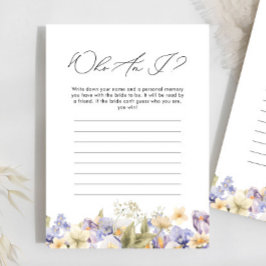 Lámina ¿Quién soy yo un juego de ducha de novia morada co