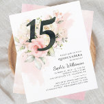 Lámina Quinceanera 15ª Invitación a fiesta floral<br><div class="desc">Agradables invitaciones modernas y elegantes a la fiesta de cumpleaños de Quinceañera Mis Quince Anos. Rústico floral de olivo verde y flores doradas subió con un diseño de trajes de oro falso. La plantilla que se puede editar fácilmente y el texto reemplazado con sus propios detalles haciendo clic en el...</div>