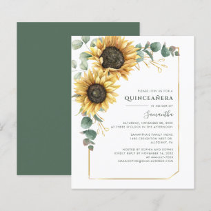Lámina Quinceanera 15º cumpleaños Invitación a girasol