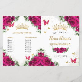 Lámina Quinceañera 15 Fuchsia Pink Floral Gold Program