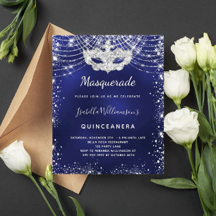 Lámina Quinceanera azul marino de mascarada de presupuest