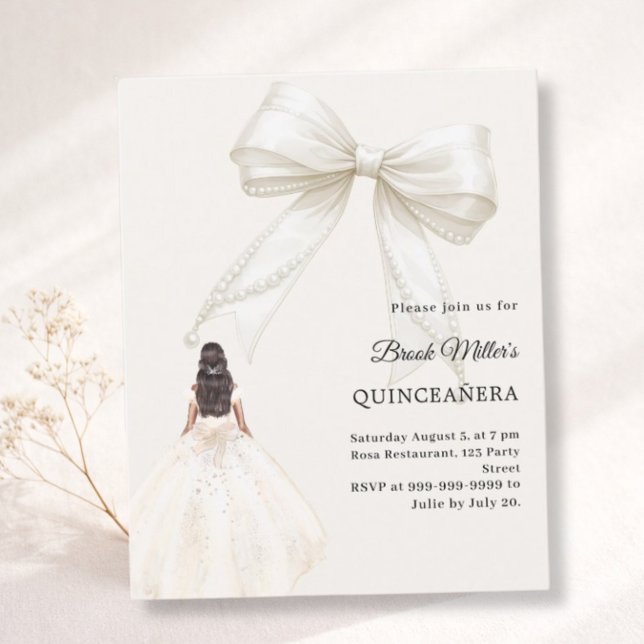 Lámina Quinceanera bow ivory dress cream invitation (Subido por el creador)