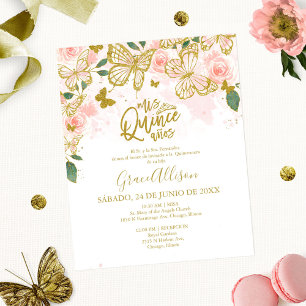 Lámina Quinceanera Butterfly Invitación al presupuesto