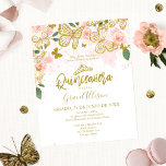 Lámina Quinceanera Butterfly Invitación al presupuesto<br><div class="desc">Las mariposas singulares rosadas y purpurinas de oro invitan. Ideal para la fiesta de cumpleaños 15 con temática de mariposa. NOTA: Los sobres NO están INCLUIDOS; los sobres coincidentes están disponibles para ser comprados por separado. PERSONALIZACIÓN: Por favor, envíeme un mensaje a través del chat si necesita alguna personalización, como...</div>