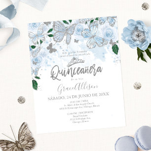 Lámina Quinceanera Butterfly Invitación al presupuesto