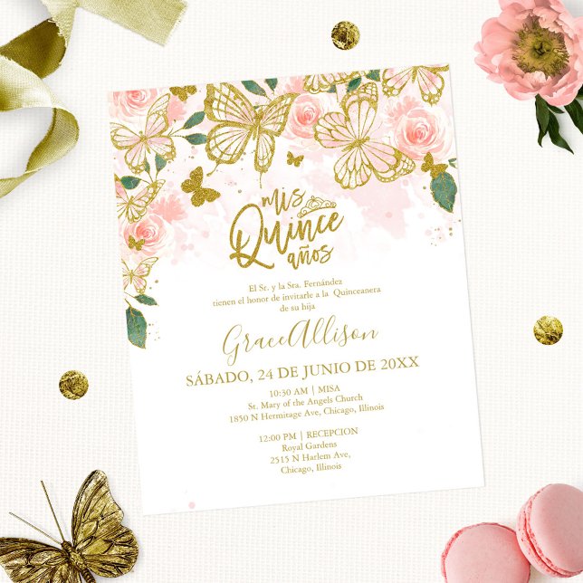 Lámina Quinceanera Butterfly Invitación al presupuesto (Subido por el creador)
