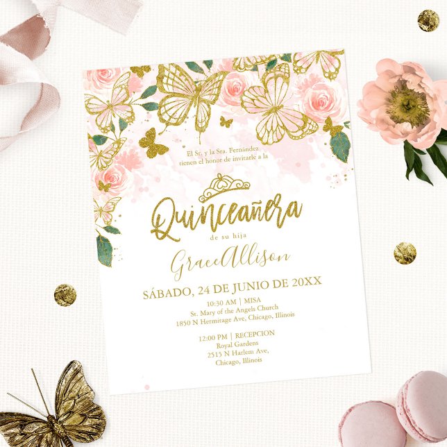 Lámina Quinceanera Butterfly Invitación al presupuesto (Subido por el creador)