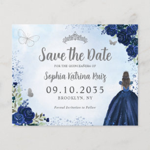 Lámina Quinceanera de gris azul floral presupuestal Guard