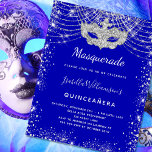 Lámina Quinceanera de la plata azul real de la mascarada<br><div class="desc">Para un elegante Masquerade,  Quinceañera,  15 años. Un fondo azul real. Decorado con un polvo falso purpurina plateado y una máscara de mascarada. Personalice y agregue un nombre,  edad y detalles del fiesta. El nombre se escribe con un guión de estilo con letras a mano</div>