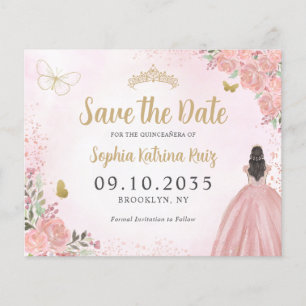 Lámina Quinceanera de oro rosa floral presupuestal Guarda
