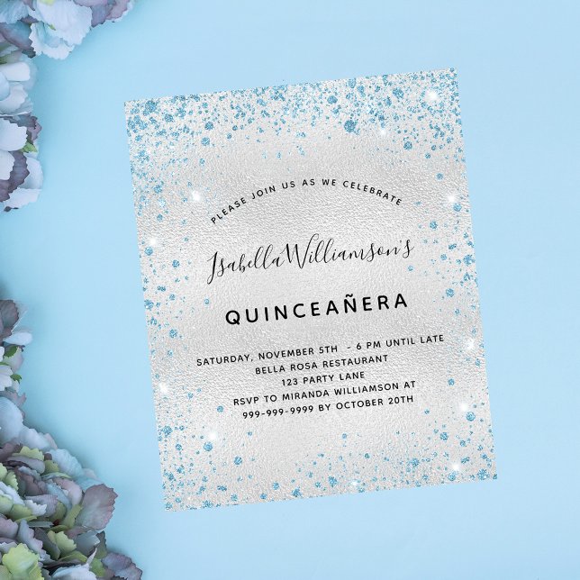 Lámina Quinceanera de presupuesto polvo de purpurina azul (Subido por el creador)
