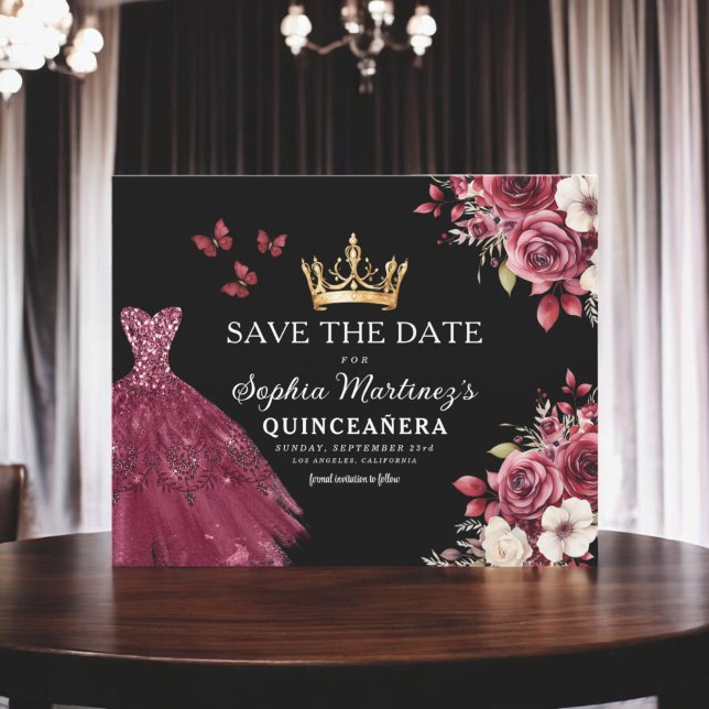 Lámina Quinceanera de presupuesto salva la fecha Floral B (Subido por el creador)