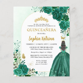 Lámina Quinceanera española BILINGUAL verde floral presup