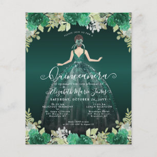 Lámina Quinceanera española BILINGUAL verde floral presup