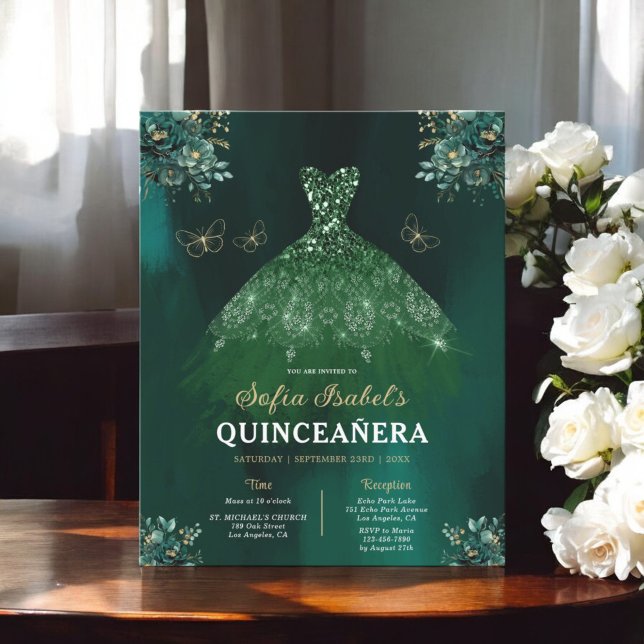 Lámina Quinceanera Española Bilingüe Floral Verde Presupu (Subido por el creador)