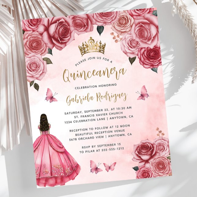 Lámina Quinceañera floral de oro rosado de presupuesto (Subido por el creador)