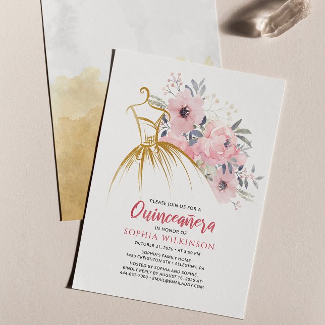 Lámina Quinceanera floral presupuesto Faux Gold Vress Cum (Subido por el creador)
