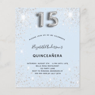 Lámina Quinceañera presupuesto bebé azul brillo plateado