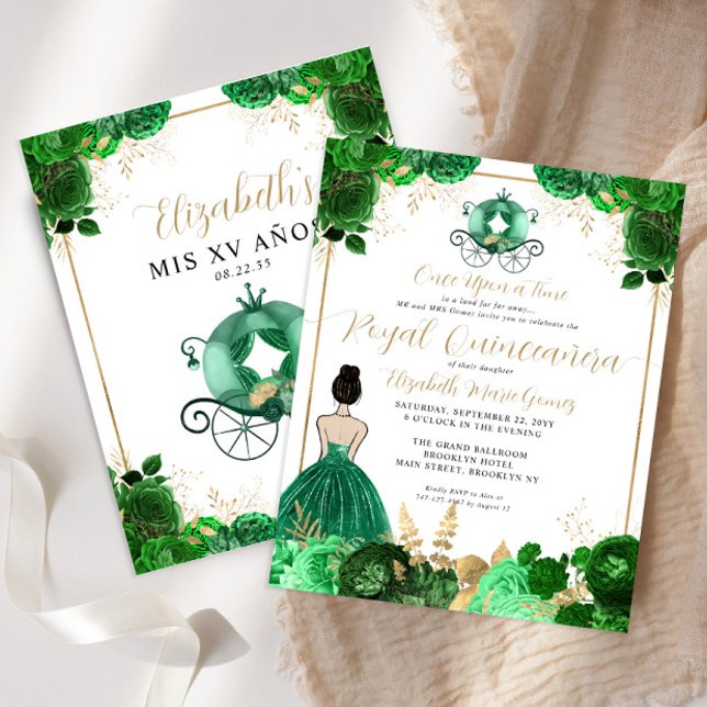 Lámina Quinceanera real floral de esmeralda verde (Subido por el creador)