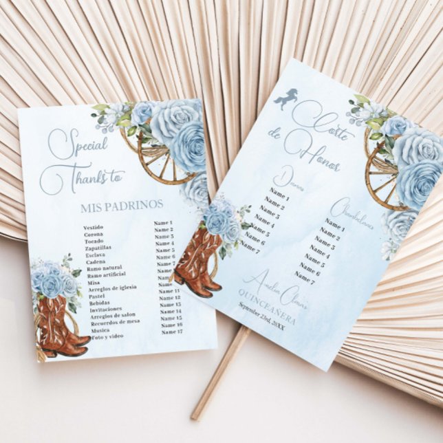 Lámina Quinceañera XV 15 Padrinos de Charro Floral Azul B (Subido por el creador)