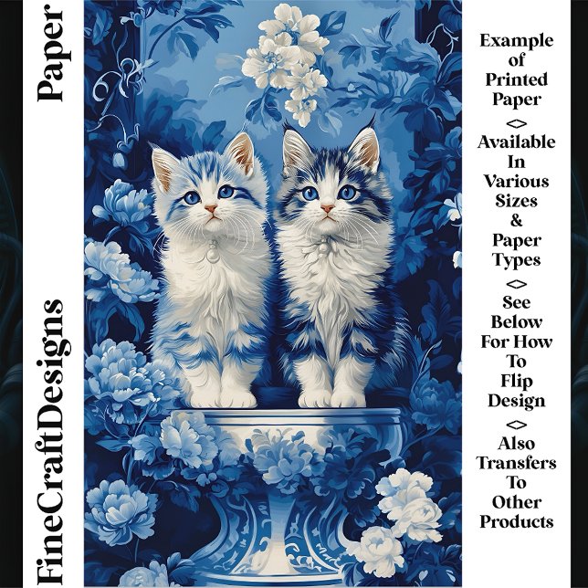 Lámina Quirky Blue & White Kittens Floral CP7 Craft Paper (Subido por el creador)