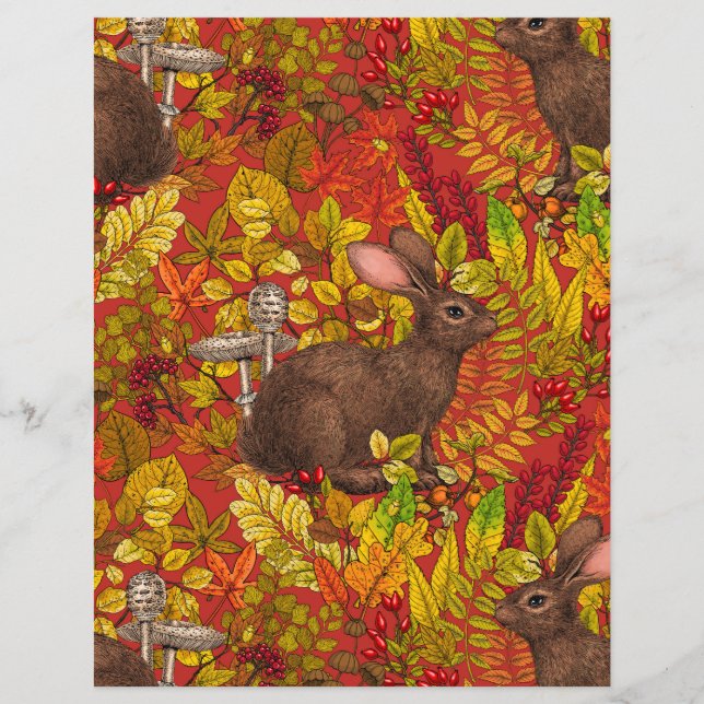 Lámina Rabbit otoñal en rojo (Anverso)