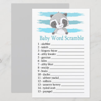 Lámina Raccoon Juego de peleas de palabras del bebé