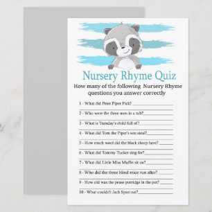 Lámina Raccoon Nursery Rhyme Prueba de bebé