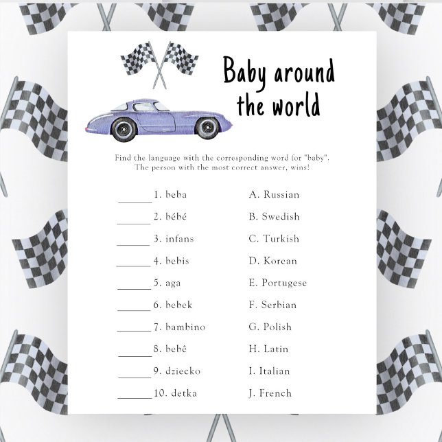 Lámina Race car - Baby around the world game (Subido por el creador)