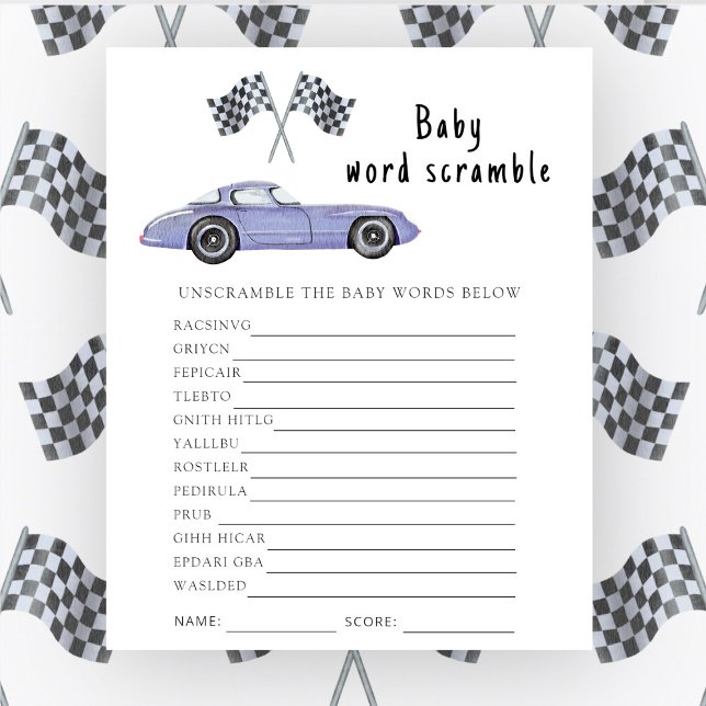 Lámina Race car - Baby Word Scramble Game (Subido por el creador)