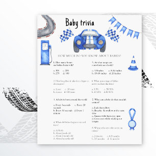 Lámina Race car car baby ducha Baby Trivia Game