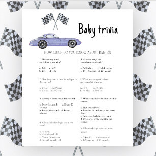Lámina Race car car baby ducha Baby Trivia Game