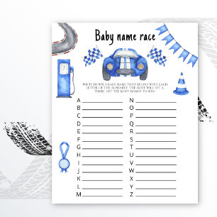 Lámina Race car car baby ducha - Juego de carreras de nom
