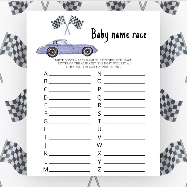 Lámina Race car car baby ducha - Juego de carreras de nom (Subido por el creador)