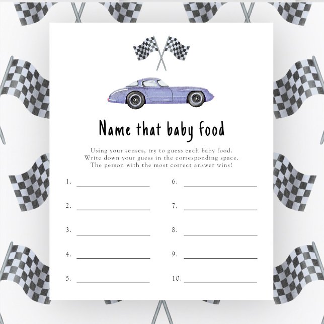 Lámina Race car - Nombra ese juego de comida para bebé (Subido por el creador)