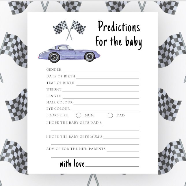 Lámina Race car - predicciones y consejos para bebés (Subido por el creador)