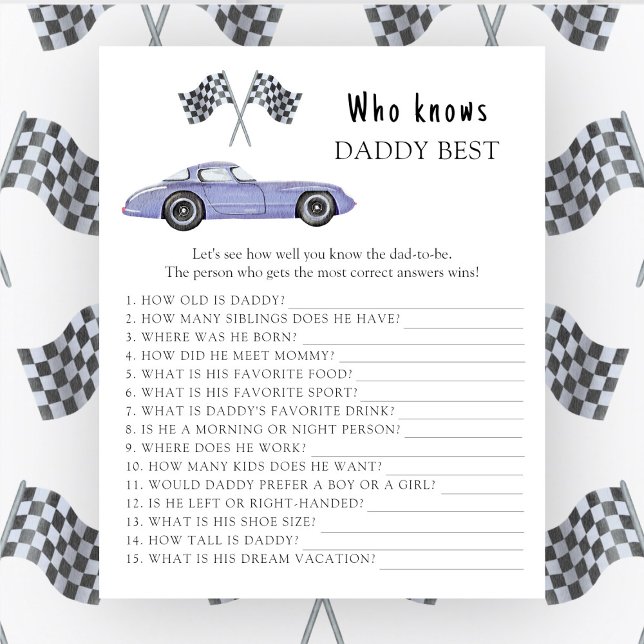 Lámina Race car - Quién conoce mejor a papá (Subido por el creador)