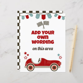 Lámina Race Car Tema Personalizado Rótulo