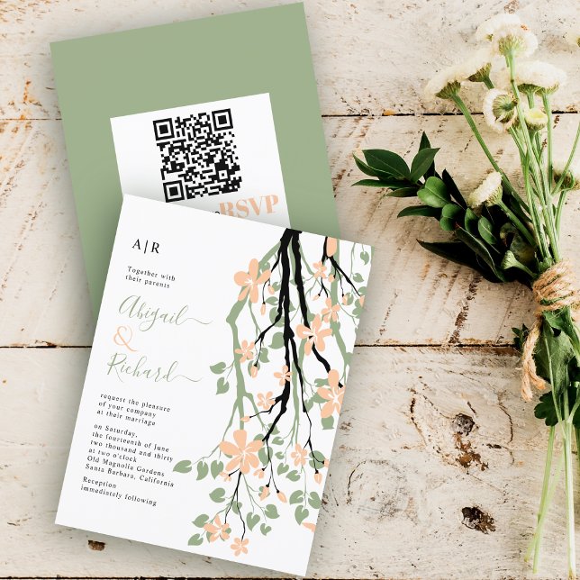 Lámina rama floral de BUDGET, invitación de boda de códig (Subido por el creador)