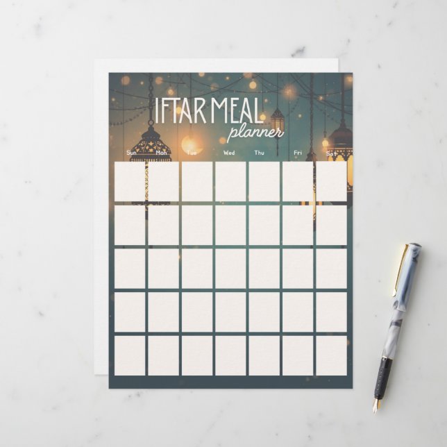 Lámina Ramadan Iftar Meal Planner-paper sheet  (Anverso/Reverso In Situ)