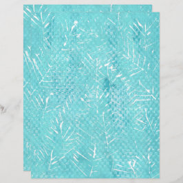 Lámina Ramas blancas en papel de cuaderno Verde azulado