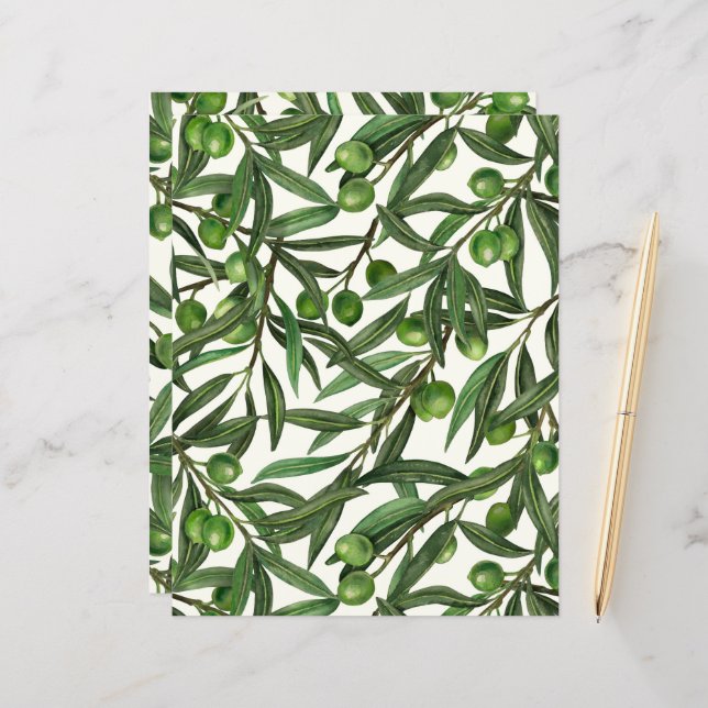 Lámina Ramas de olivo sobre blanco apagado (Anverso/Reverso In Situ)