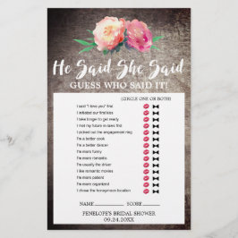 Lámina Ramo de flores rústicas Juego "Él dijo Ella dijo"