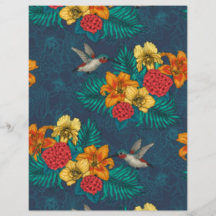 Lámina Ramos tropicales y colibríes