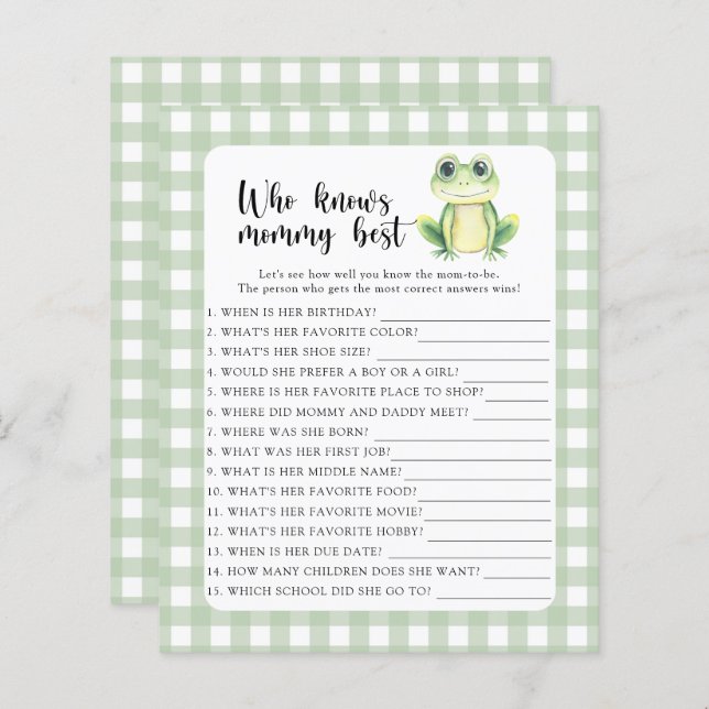 Lámina Rana dulce - Quién conoce mejor a mamá (Anverso / Reverso)