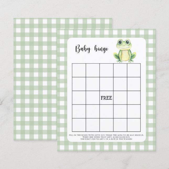 Lámina Rana Juego de bingo para ducha de bebé (Anverso / Reverso)